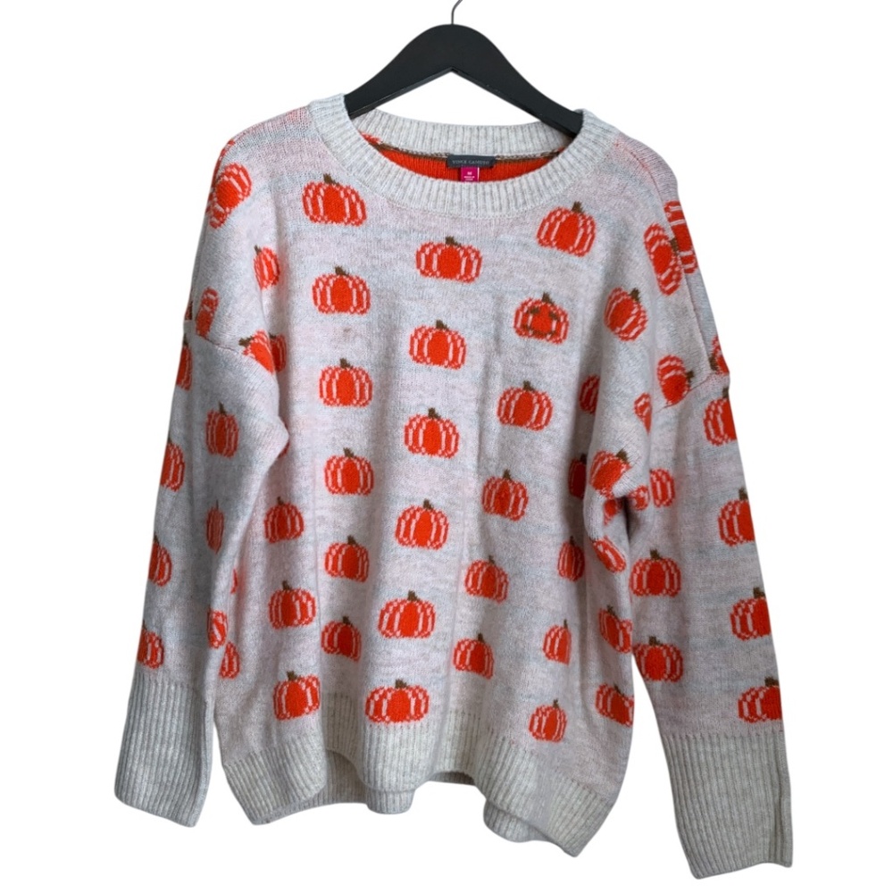 Vince Camuto Women's Sweater Sz Medium Pumpkin Jack-O-Lantern Sweater
